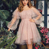 Elegant Evening Dress  Ladies Cocktail Champagne Fairy Long Sleeve Annual Meeting Host